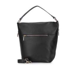 Leather hobo bag with side pockets, black, 93-4E-613-1, Photo 1