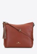 Women's leather hobo bag with tassel charm, cognac, 29-4E-008-40, Photo 1