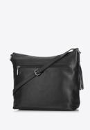 Women's leather hobo bag with tassel charm, black, 29-4E-008-4, Photo 2
