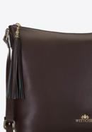 Women's leather hobo bag with tassel charm, brown, 29-4E-008-40, Photo 5