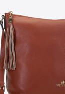 Women's leather hobo bag with tassel charm, cognac, 29-4E-008-40, Photo 5