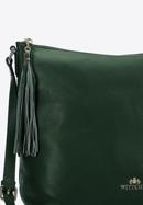 Women's leather hobo bag with tassel charm, green, 29-4E-008-40, Photo 5