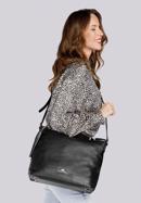 Women's leather hobo bag with tassel charm, black, 29-4E-008-4, Photo 9