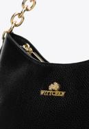 Leather hobo bag with chain handle, black, 98-4E-609-1, Photo 4