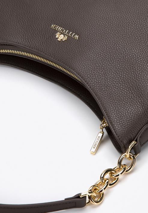 Leather hobo bag with chain handle, , 98-4E-609-0, Photo 4