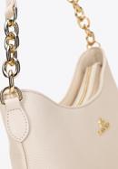 Leather hobo bag with chain handle, cream, 98-4E-609-1, Photo 5