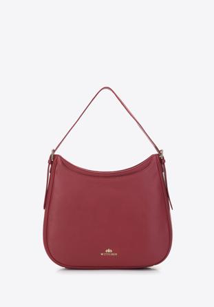 Leather hobo bag with open front pocket, red, 97-4E-022-3, Photo 1