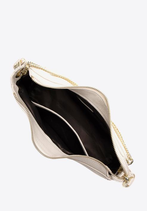 Leather hobo bag with decorative chain strap, cream-gold, 98-4E-615-1G, Photo 3