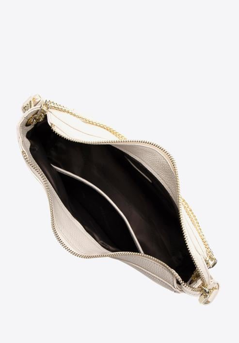 Leather hobo bag with decorative chain strap, cream-gold, 98-4E-615-0G, Photo 3