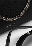 Leather hobo bag with decorative chain strap, black-silver, 98-4E-615-0G, Photo 4