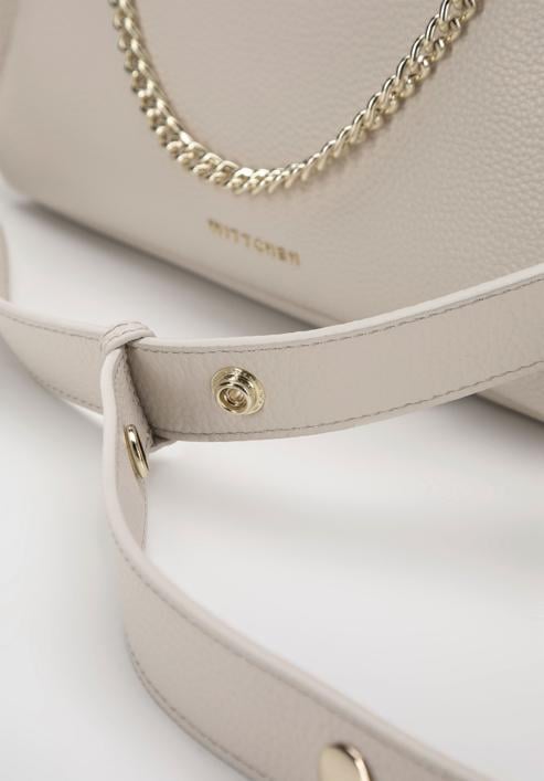 Leather hobo bag with decorative chain strap, cream-gold, 98-4E-615-1G, Photo 5