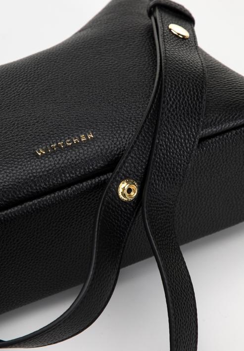 Leather hobo bag with decorative chain strap, black-gold, 98-4E-615-1S, Photo 5