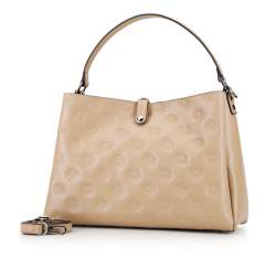 Leather tote bag with decorative detail, beige, 92-4E-690-9, Photo 1