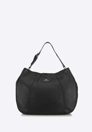 Women's leather hobo bag, black, 91-4E-314-1, Photo 1