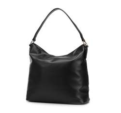 Faux leather hobo bag with embossed letters, black, 93-4Y-515-1, Photo 1