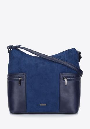 Faux leather handbag, navy blue, 93-4Y-501-N, Photo 1