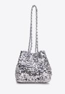 Sequin hobo bag on chain, silver, 98-4Y-024-S, Photo 2