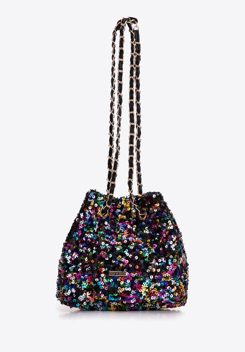 Sequin hobo bag on chain, multicoloured, 98-4Y-024-S, Photo 2