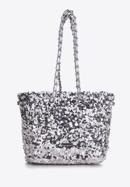 Sequin hobo bag on chain, silver, 98-4Y-024-S, Photo 3