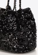 Sequin hobo bag on chain, black, 98-4Y-024-1, Photo 5