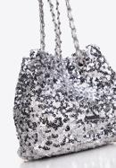 Sequin hobo bag on chain, silver, 98-4Y-024-X, Photo 6