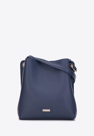 Faux leather hobo bag, navy blue, 97-4Y-239-7, Photo 1