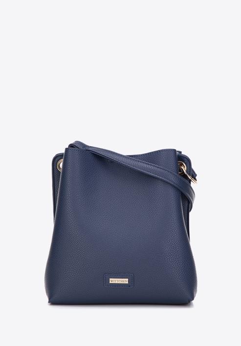 Faux leather hobo bag, navy blue, 97-4Y-239-8, Photo 1