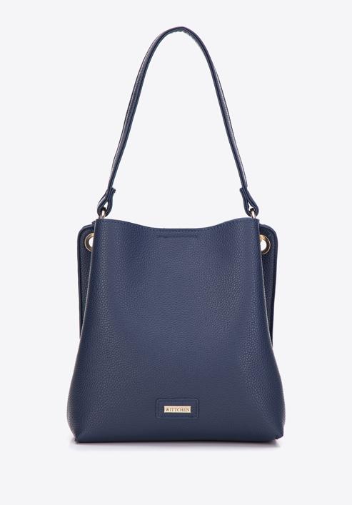 Faux leather hobo bag, navy blue, 97-4Y-239-7, Photo 3
