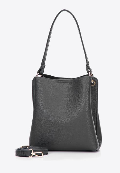 Faux leather hobo bag, dark grey, 97-4Y-239-4, Photo 4