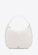 Faux leather hobo bag with interwoven chain detail, cream, 98-4Y-514-1, Photo 1