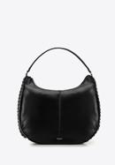 Faux leather hobo bag with interwoven chain detail, black, 98-4Y-514-1, Photo 1