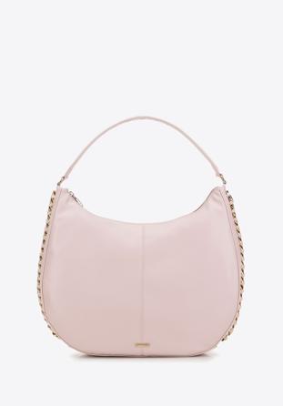 Faux leather hobo bag with interwoven chain detail, pink, 98-4Y-514-P, Photo 1