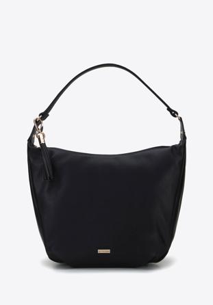 Faux leather hobo bag with a tassel detail, black, 95-4Y-506-1, Photo 1