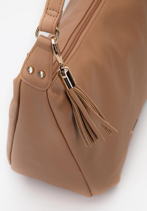 Faux leather hobo bag with a tassel detail, light brown, 95-4Y-506-9, Photo 5
