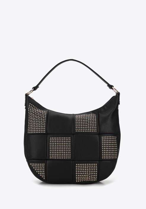 Faux leather studded hobo bag, black, 96-4Y-626-7, Photo 1