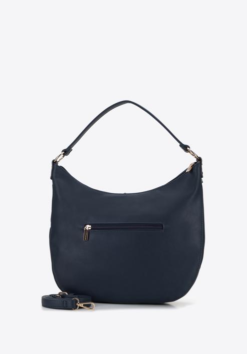 Faux leather studded hobo bag, navy blue, 96-4Y-626-1, Photo 2