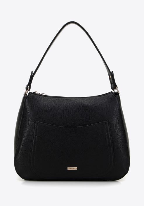 Faux leather hobo bag, black, 98-4Y-511-1, Photo 1