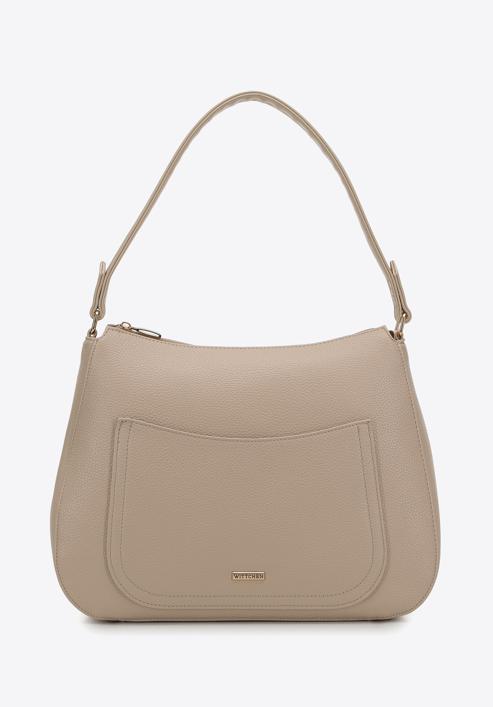 Faux leather hobo bag, beige, 98-4Y-511-1, Photo 1