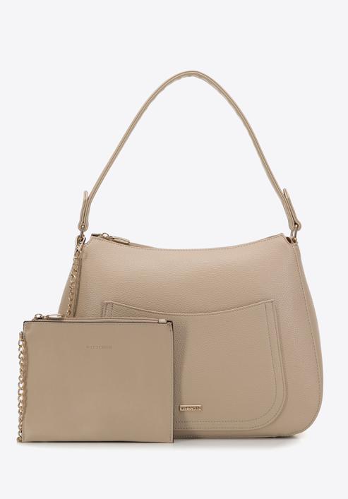 Faux leather hobo bag, beige, 98-4Y-511-1, Photo 2