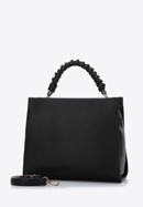 Faux leather woven handle hobo bag, black, 97-4Y-514-4, Photo 2