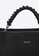 Faux leather woven handle hobo bag, black, 97-4Y-514-4, Photo 4