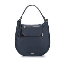 Hobo bag with flap, navy blue, 93-4Y-703-N, Photo 1