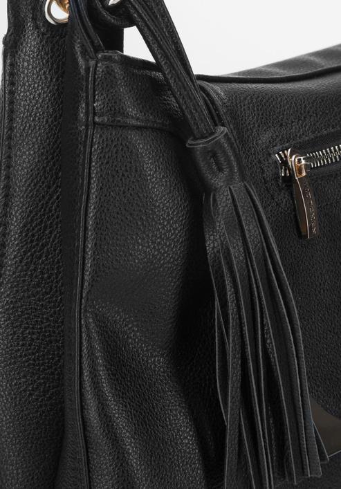 Hobo bag with flap, black, 93-4Y-703-5, Photo 4