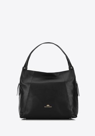 Soft leather hobo bag, black, 92-4E-647-1, Photo 1