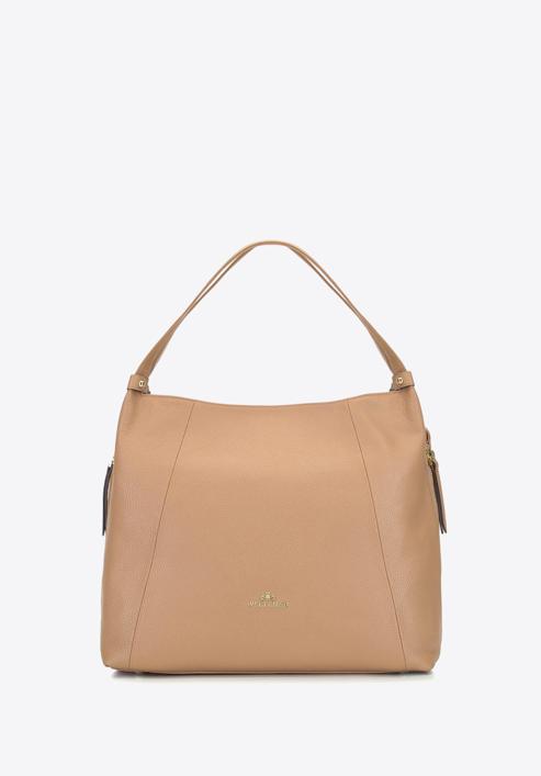 Soft leather hobo bag, beige, 92-4E-647-9, Photo 1