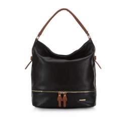 Hobo bag with zip detail, black, 94-4Y-017-1, Photo 1