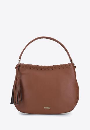 Braided detail hobo bag, brown, 93-4Y-705-5, Photo 1