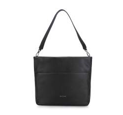 Leather hobo bag, black, 93-4E-606-1, Photo 1