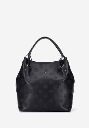 Leather monogram hobo bag