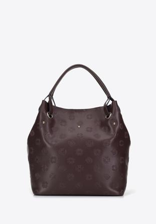 Leather monogram hobo bag, dark brown, 95-4E-615-4, Photo 1
